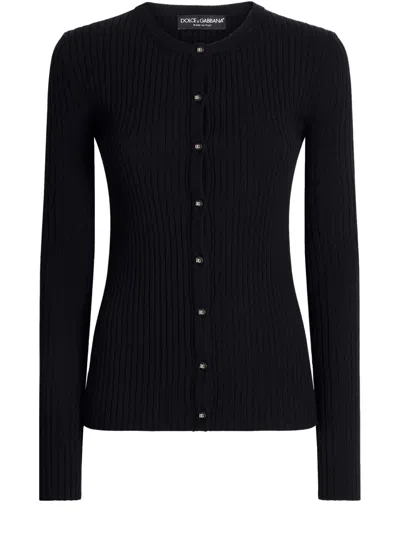 Dolce & Gabbana Ribbed-knit Cardigan In Black