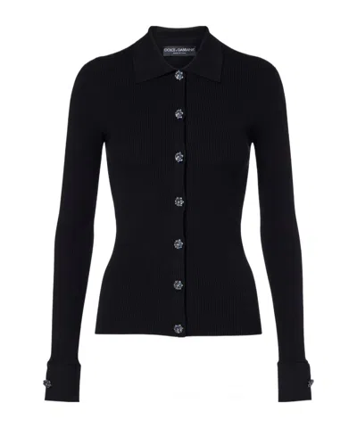 Dolce & Gabbana Ribbed-knit Cardigan In Black
