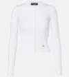 Dolce & Gabbana Ribbed Viscose Cardigan With Metal Dg Logo Pin In White