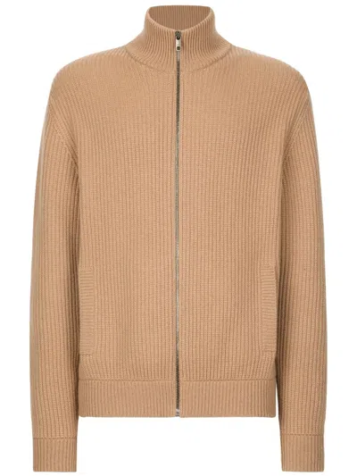 Dolce & Gabbana Ribbed-knit Cashmere Cardigan In Neutrals