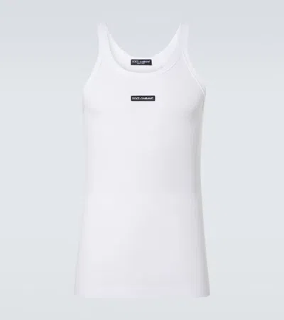 Dolce & Gabbana Ribbed-knit Cotton Tank Top In White
