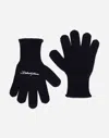 Dolce & Gabbana Ribbed Knit Gloves With Logo Embroidery In Blue