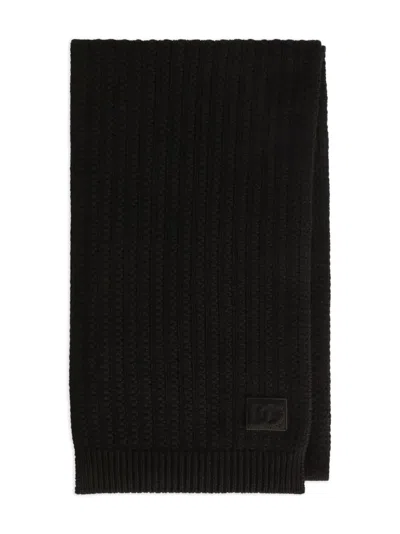 Dolce & Gabbana Ribbed Knit Scarf In Black