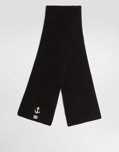 Dolce & Gabbana Kids' Ribbed Knit Scarf In Blue