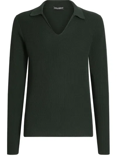Dolce & Gabbana Ribbed-knit Sweater In Green