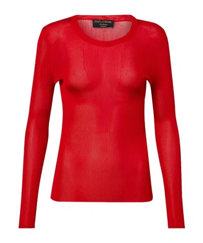 Dolce & Gabbana Ribbed-knit Sweater In Red