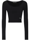 Dolce & Gabbana Black Ribbed Mini Cropped Top In Black