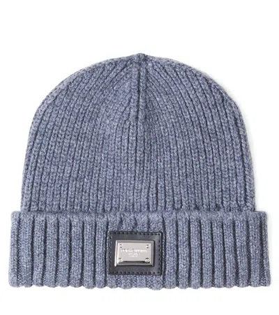 Dolce & Gabbana Kids' Ribbed-knit Wool And Cashmere Beanie In Blue