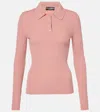 Dolce & Gabbana Ribbed-knit Wool-blend Polo Sweater In Pink