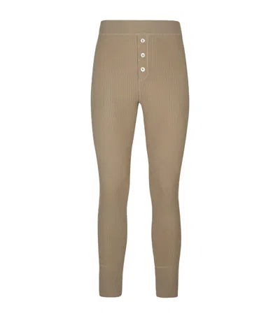 Dolce & Gabbana Ribbed Cotton Leggings In Neutrals