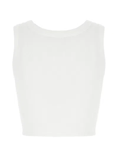 Dolce & Gabbana Ribbed Logo Cropped Top In White