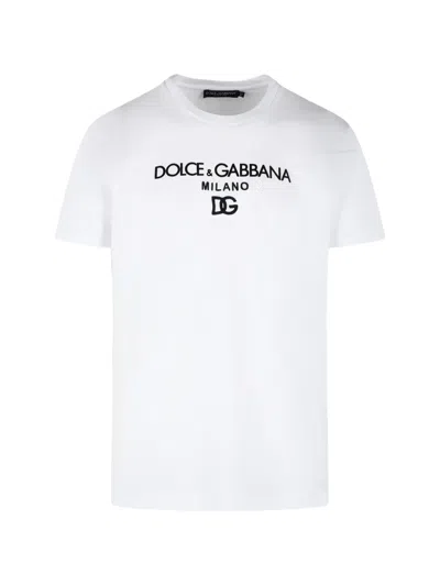 Dolce & Gabbana Cotton Crew Neck Short Sleeve T Shirt In White