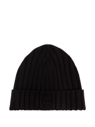 Dolce & Gabbana Ribbed Logo Hat In Black