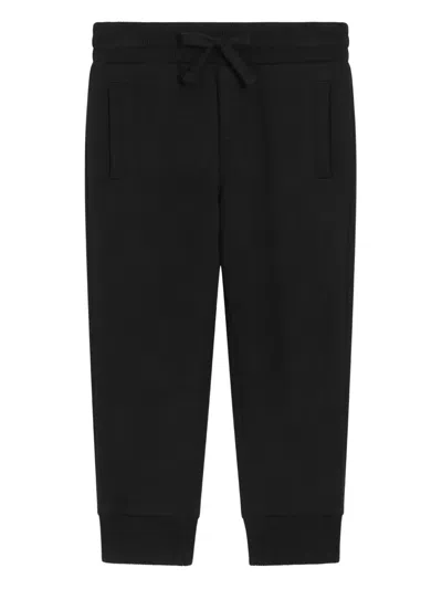 Dolce & Gabbana Kids' Ribbed Logo-plaque Track Pants In Black