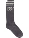 Dolce & Gabbana Ribbed Logo Socks In Grey