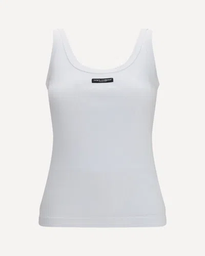 Dolce & Gabbana Ribbed Logo Tank Top In White