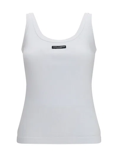 Dolce & Gabbana Ribbed Logo Tank Top In White