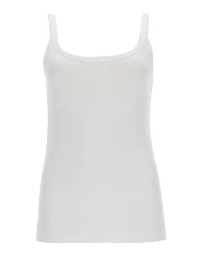 Dolce & Gabbana Ribbed Logo Tank Top In White