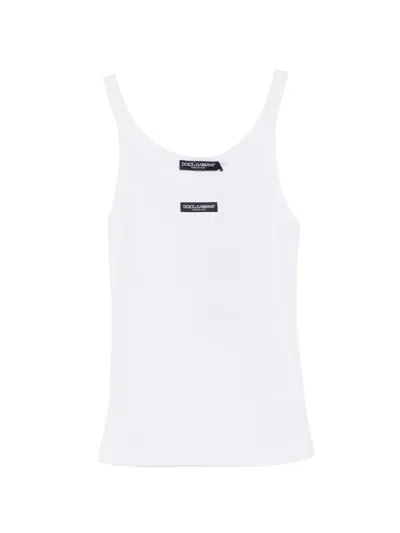Dolce & Gabbana Ribbed Logo-label Tank Top In White