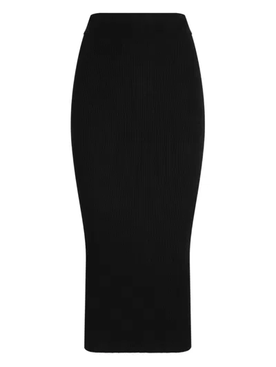 Dolce & Gabbana Ribbed Midi Skirt In Black
