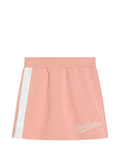 Dolce & Gabbana Kids' Ribbed Panel Skirt In Pink