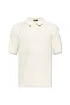 Dolce & Gabbana Short Sleeve Cotton Knit Polo In Bianco Naturale