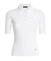 Dolce & Gabbana Ribbed Polo Top In White