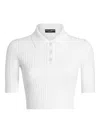 Dolce & Gabbana Ribbed Polo Top In White