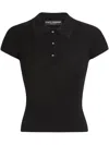 Dolce & Gabbana Ribbed Knit Polo T-shirt In Black
