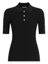 Dolce & Gabbana Ribbed Polo Top In Black