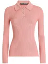 Dolce & Gabbana Ribbed-knit Wool-blend Polo Sweater In Rosa