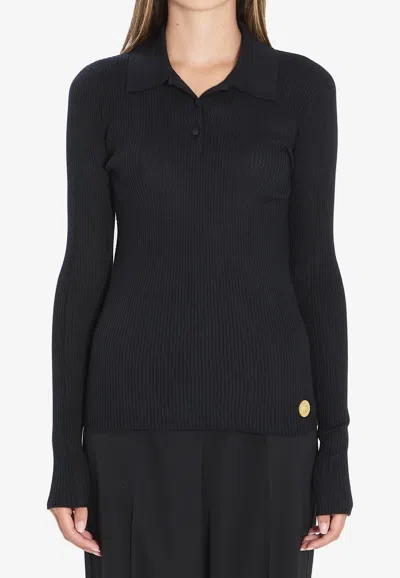 Dolce & Gabbana Ribbed Polo T-shirt In Black