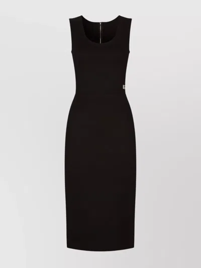 DOLCE & GABBANA RIBBED SCOOP NECK MIDI DRESS