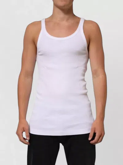 Dolce & Gabbana Ribbed Sleeveless Cotton Scoop Neck Tank In White