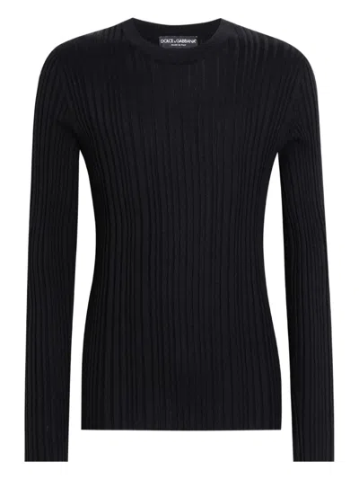 Dolce & Gabbana Distressed Technical Ribbed Linen In Black