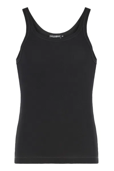 Dolce & Gabbana Ribbed Tank Top In Black