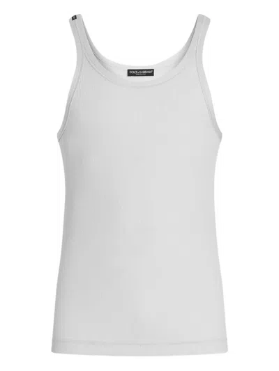 Dolce & Gabbana Ribbed Tank Top In Gray
