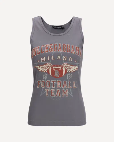 Dolce & Gabbana Women Ribbed Tank Top In Gray