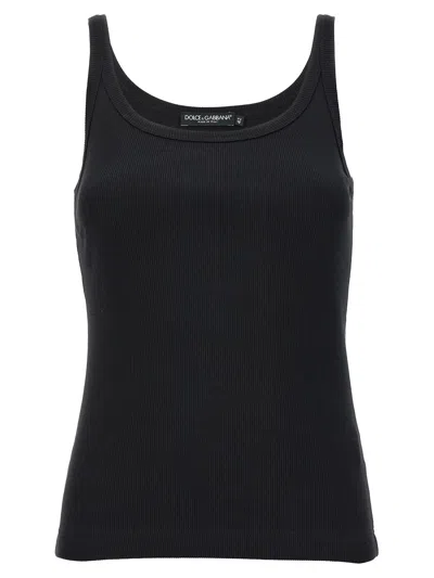 Dolce & Gabbana Ribbed Cotton Tank Top In Black