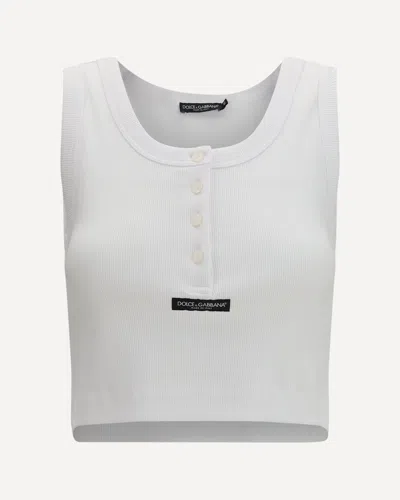 Dolce & Gabbana Ribbed Tank Top Sleeveless Fitted Silhouette In White