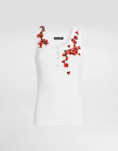 Dolce & Gabbana Ribbed Tank Top In White