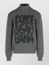 Dolce & Gabbana Ribbed Texture Wool Turtleneck Sweater In Multi