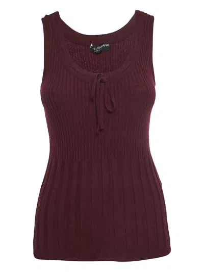 Pre-owned Dolce & Gabbana Ribbed Tie Top In Red