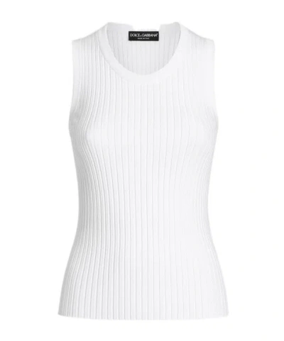 Dolce & Gabbana Ribbed Top In White