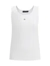 Dolce & Gabbana Fine-rib Jersey Tank Top With Dg Logo Pin In Bianco Ottico