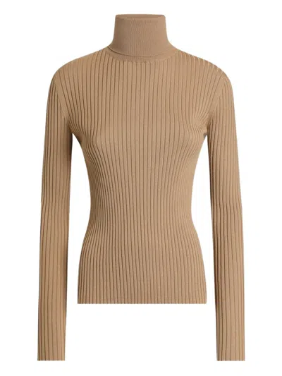 Dolce & Gabbana Ribbed Turtleneck Sweater In Neutral