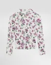 Dolce & Gabbana Ribbed Turtleneck With Violets-print In Multi