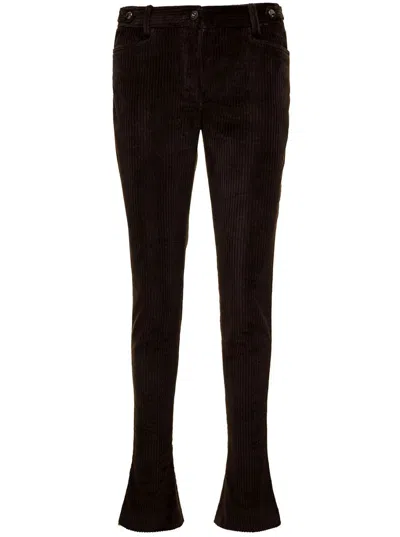 Dolce & Gabbana Ribbed Velvet Pants In Brown