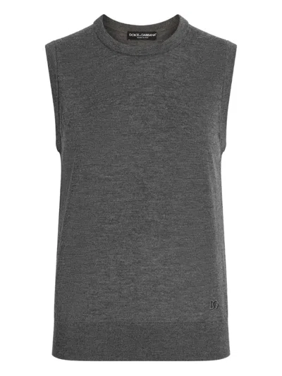 Dolce & Gabbana Ribbed Vest In Gray