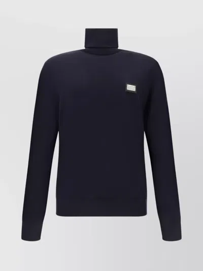 Dolce & Gabbana Logo-tag Roll-neck Wool Jumper In Black
